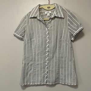 LOFT. Black and white striped button down shirt. Sz. 4